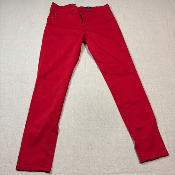 AG Adriano Goldschmied Jeans Womens 28 Red The Abbey Ankle Mid Rise Super Skinny - Picture 2 of 7